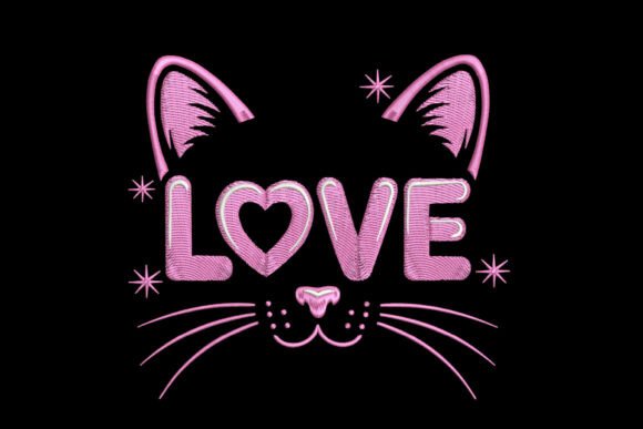 Love Cat Embroidery Design Review for Small Business Merch